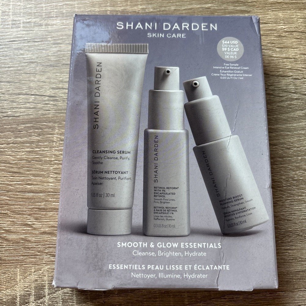 Shani Darden Smooth & Glow Skincare Set 3 Step Routine Cleansing Serum New Box